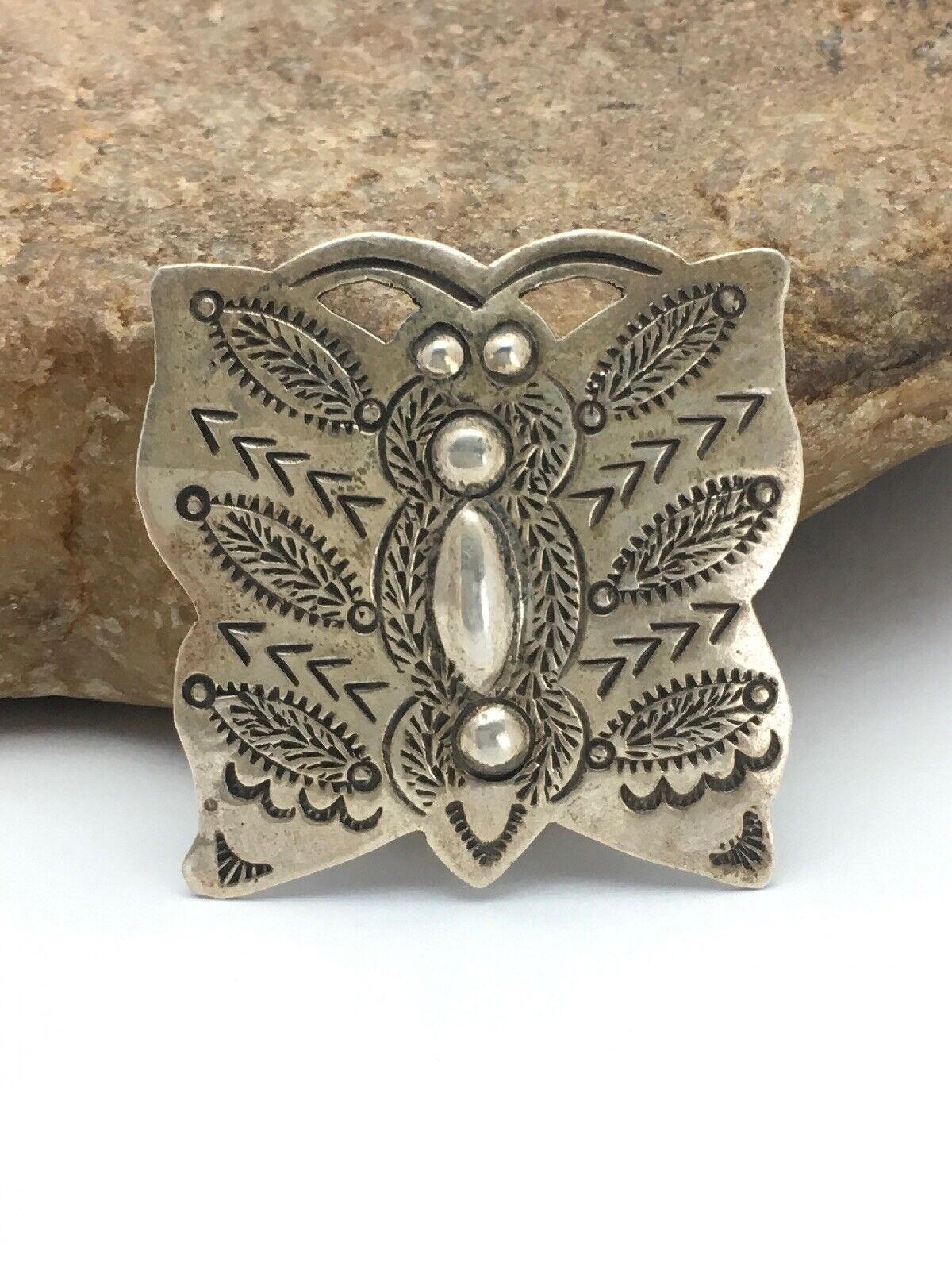 Dragonfly Pin Pendant Stamped Navajo Sterling Silver 2665