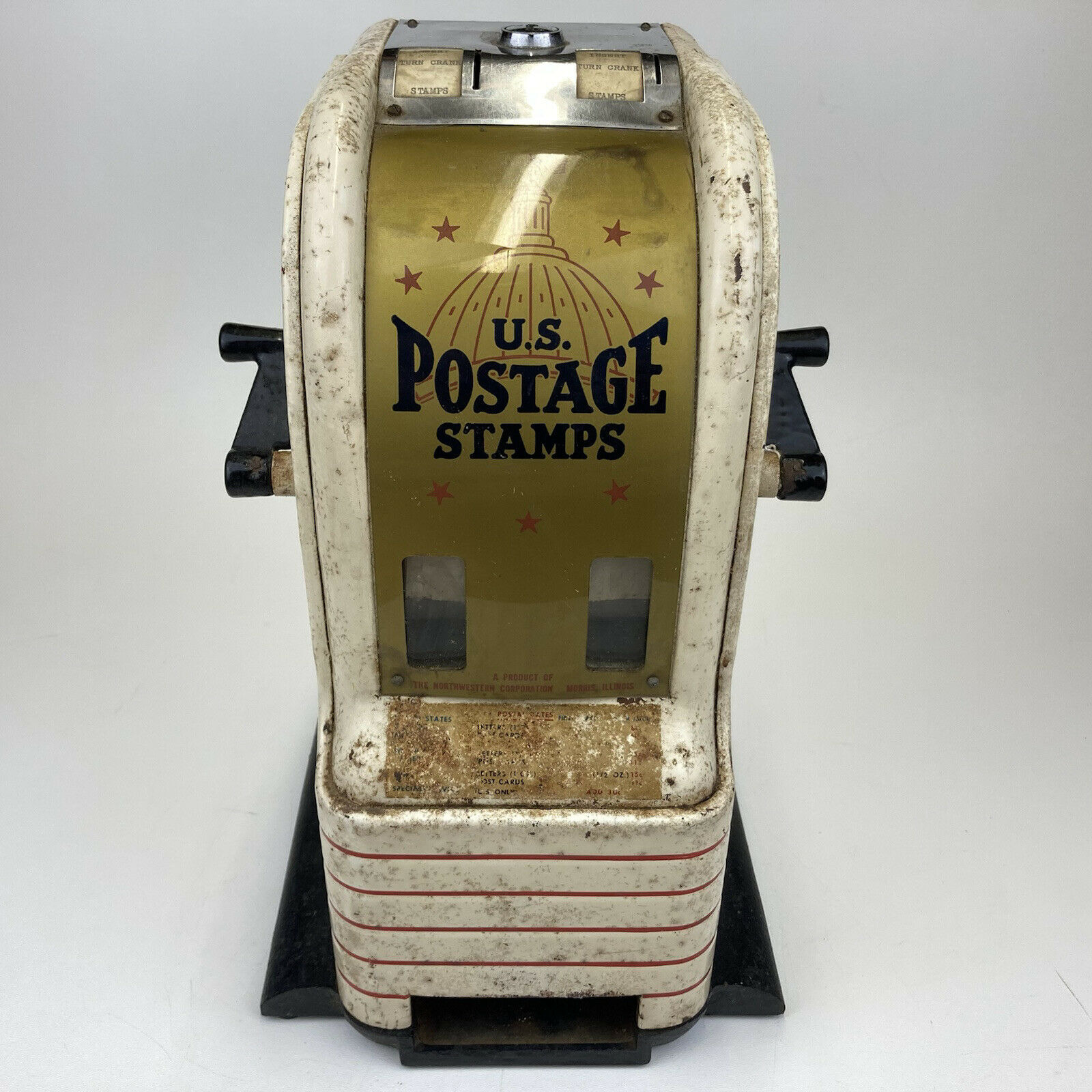 Us Postage Stamps Vending Machine Counter Top Quarter Dime Cents Vintage Rare