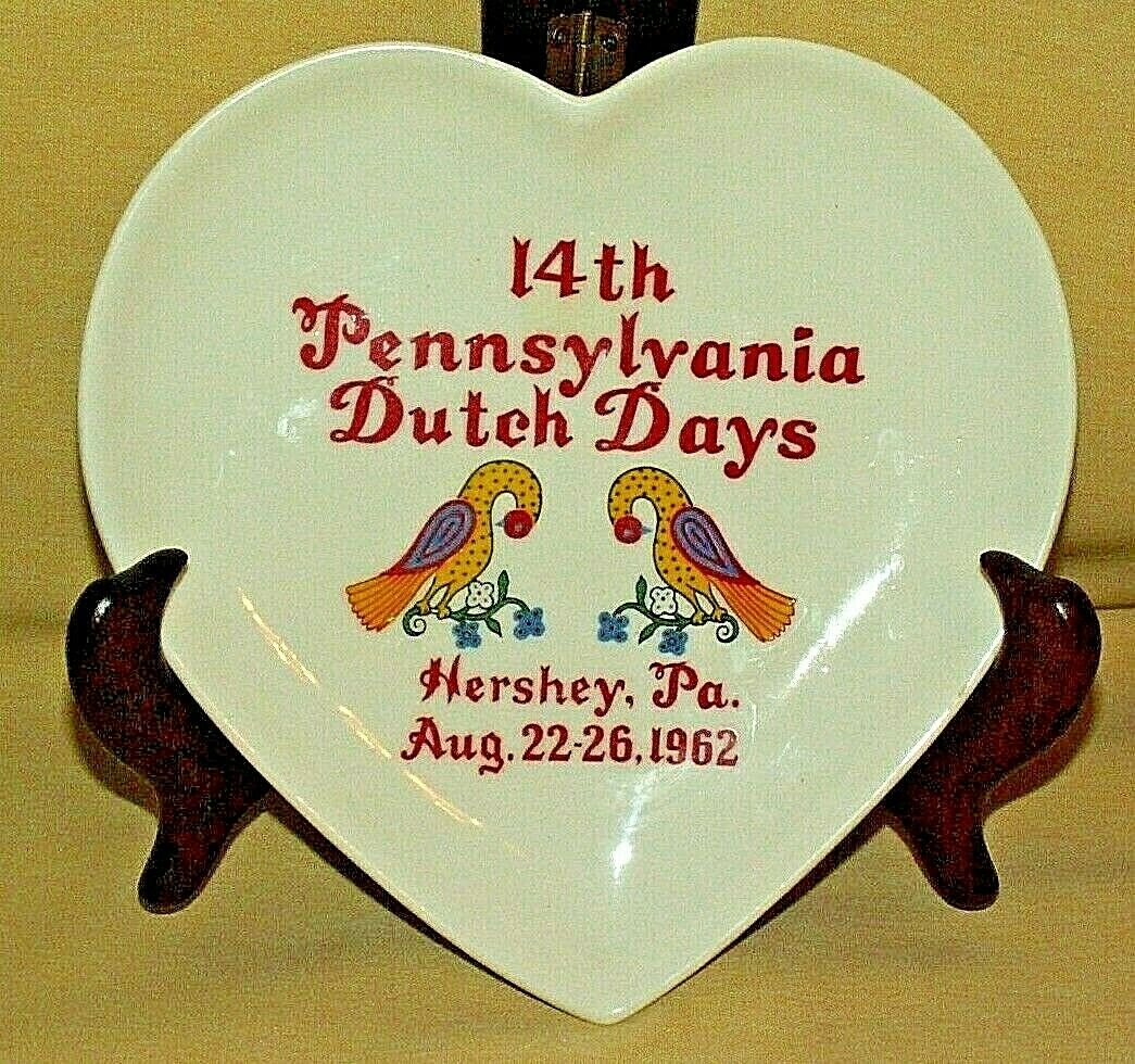Heart Shaped Plate Dish 14th Pennsylvania Dutch Days Aug 1962 Hershey Souvenir*
