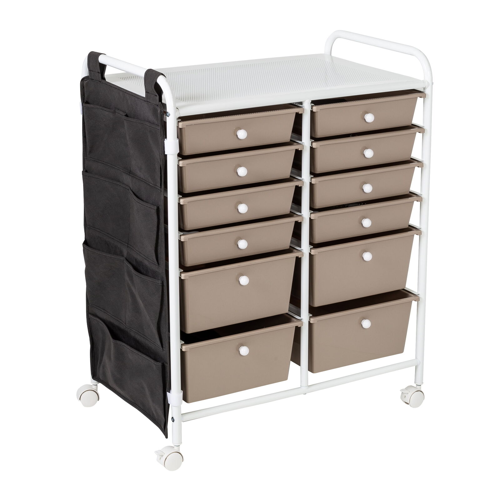 Honey-can-do 12-drawer Metal Rolling Storage Cart With Side Pockets