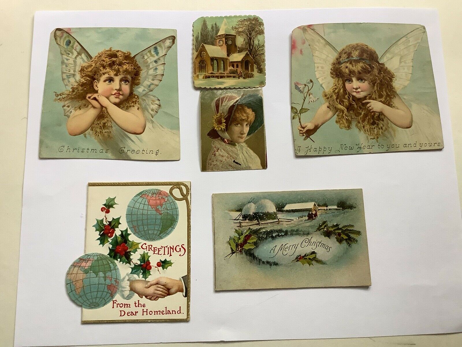 Victorian Christmas Ephemera Scrap Paper Fairy Girls German Homeland Card