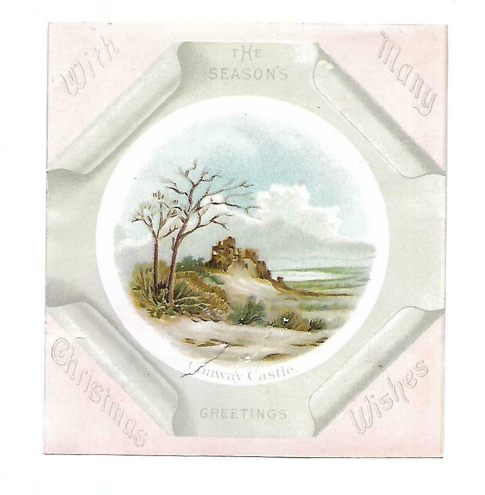 Conway Castle With Many Christmas Wishes Greetings Vict Card C1880s