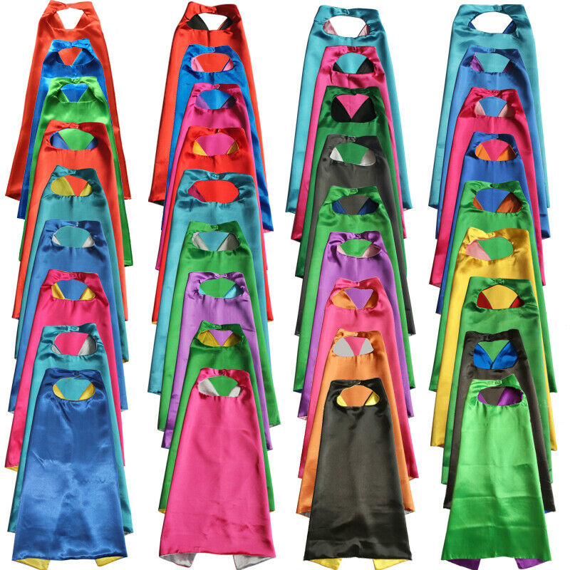 Reversible Superhero Capes With Masks Plain Capes For Kids Birthday Party Favor
