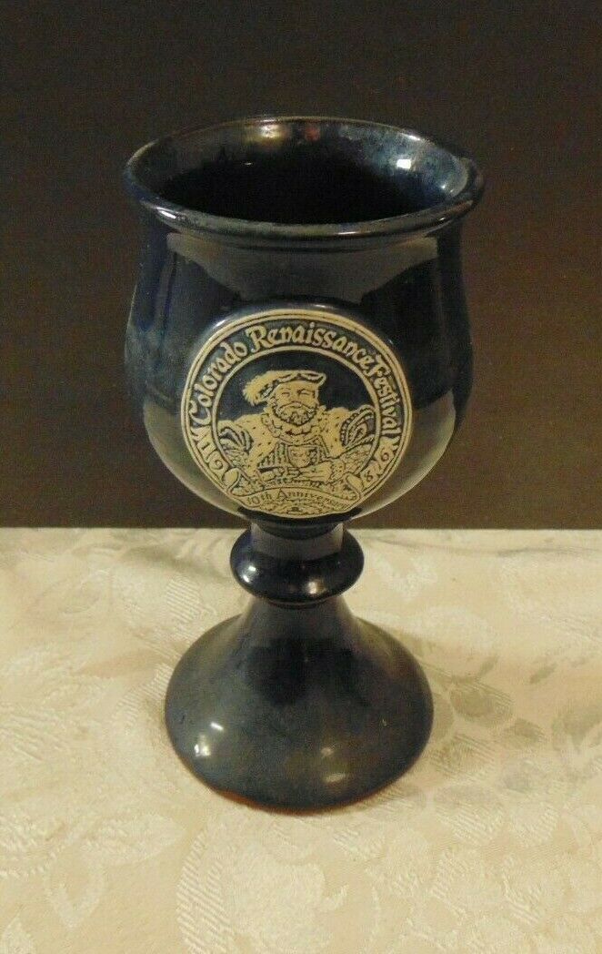 Vintage Colorado Renaissance Festival 10th Anniversary Pottery Chalice Goblet