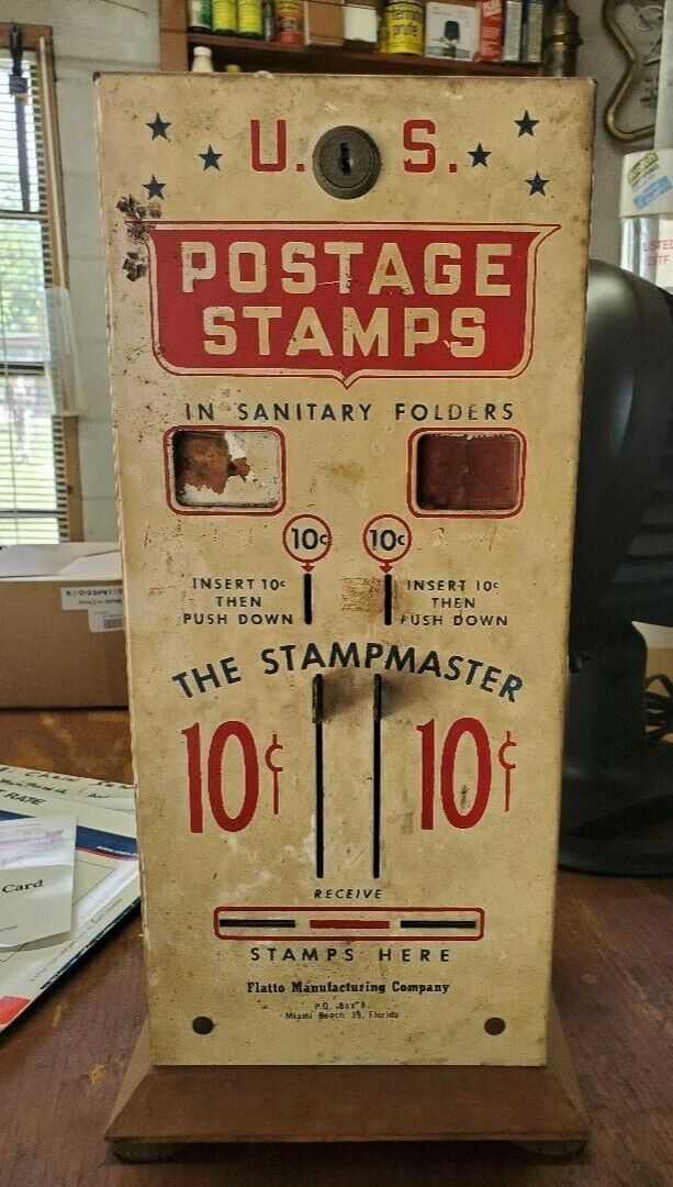 Vintage Us Metal Mail Postage Stamp Machine