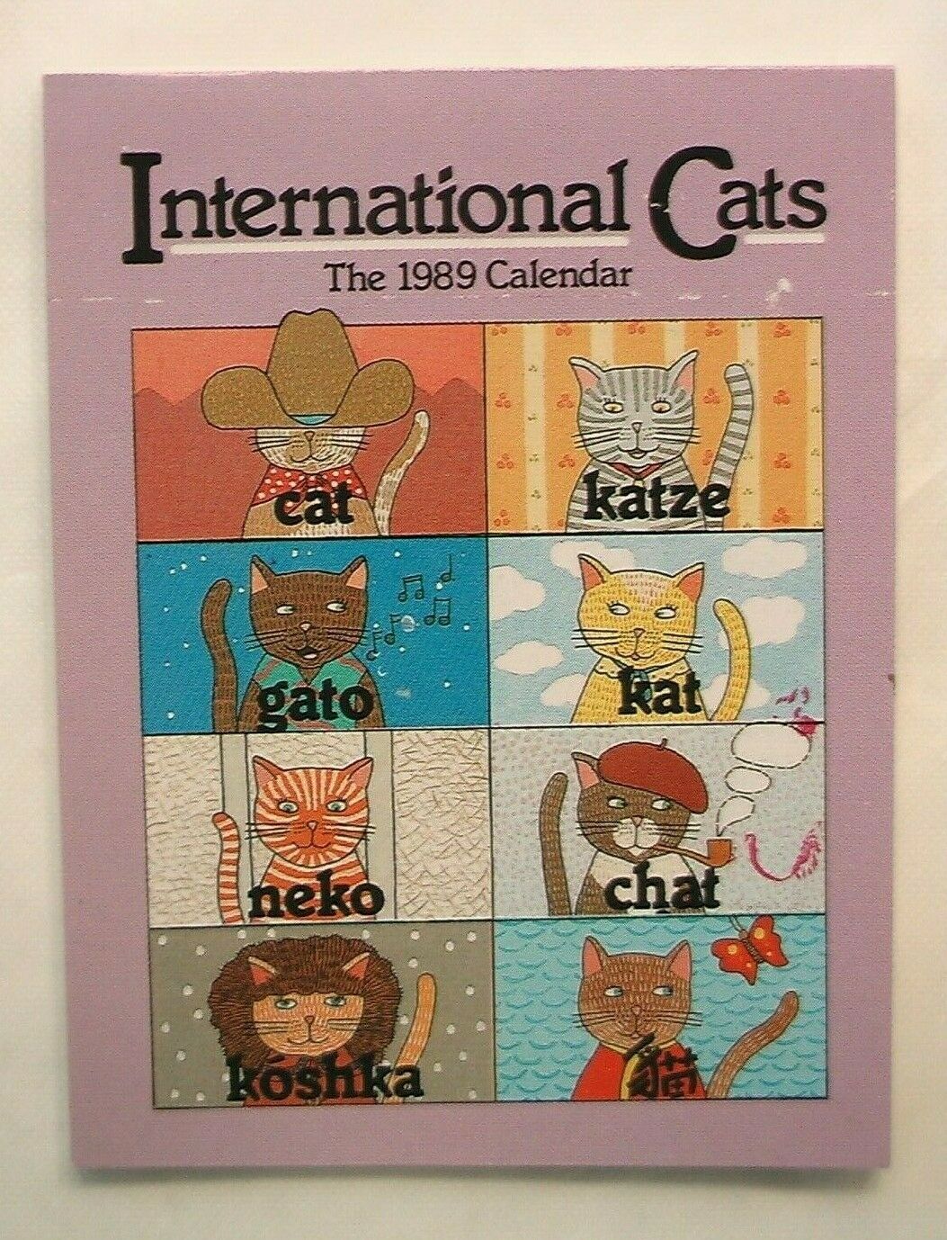 Cat International Calendar 1989 Paper Booklet Feline Kitty Kitten Gato Neko Kat