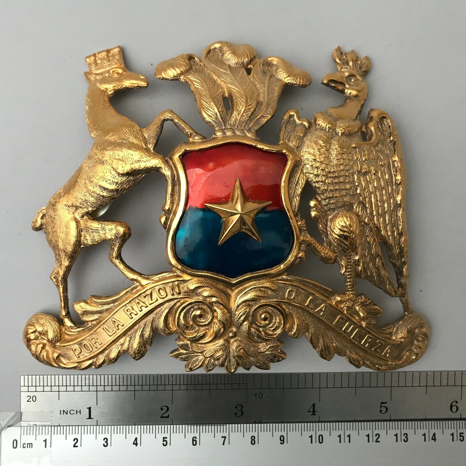 Chilean Army - Spike Helmet Plate - 14k Gold Plated