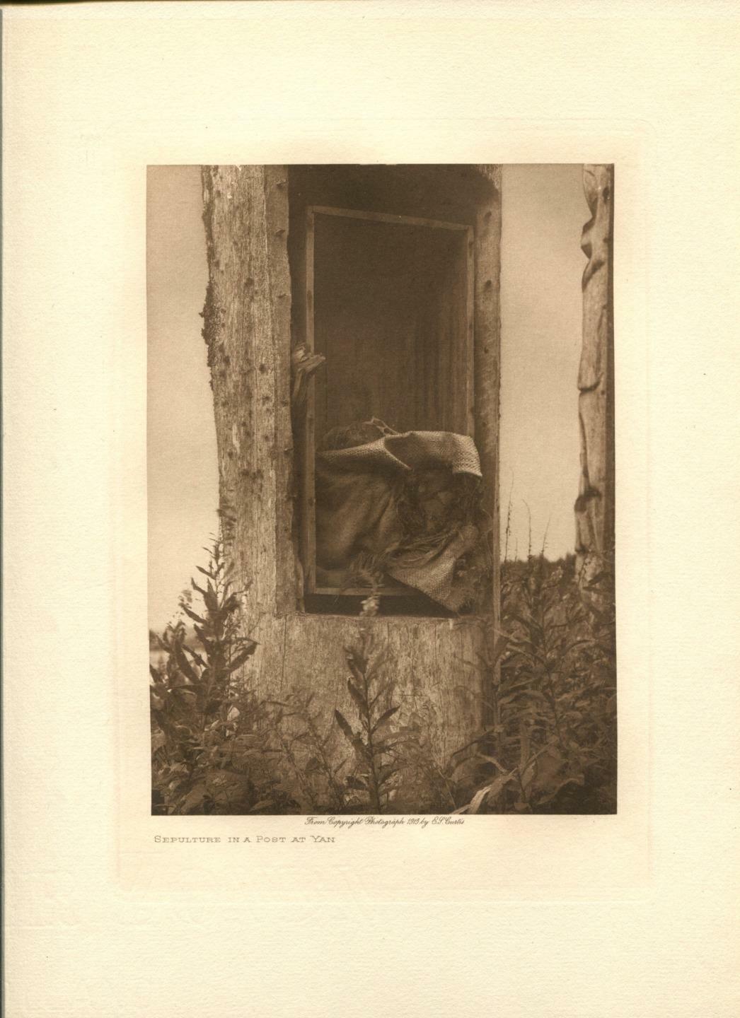 1915 Original Photogravure | Sepulture In A Post At Yan | Edward Curtis