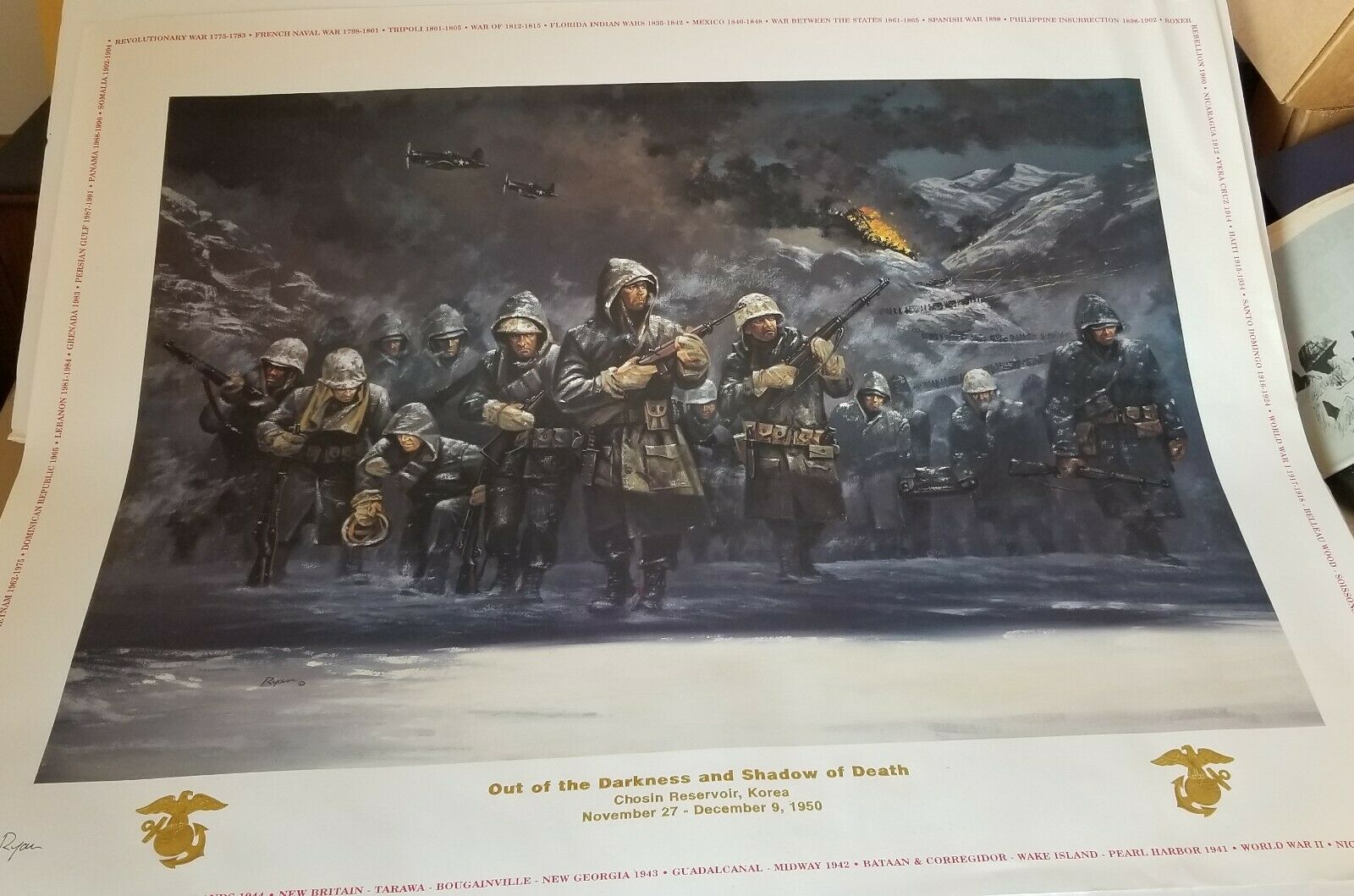 Chosin Reservoir - Korea - 1950 - U.s. Marine Corps Usmc Raytheon Poster Signed