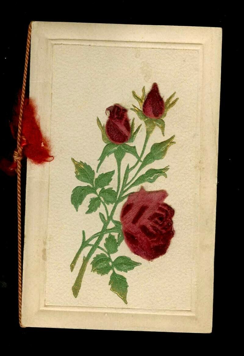 Antique Christmas Card Plush Rose Germany Baldwin West Chester Pa