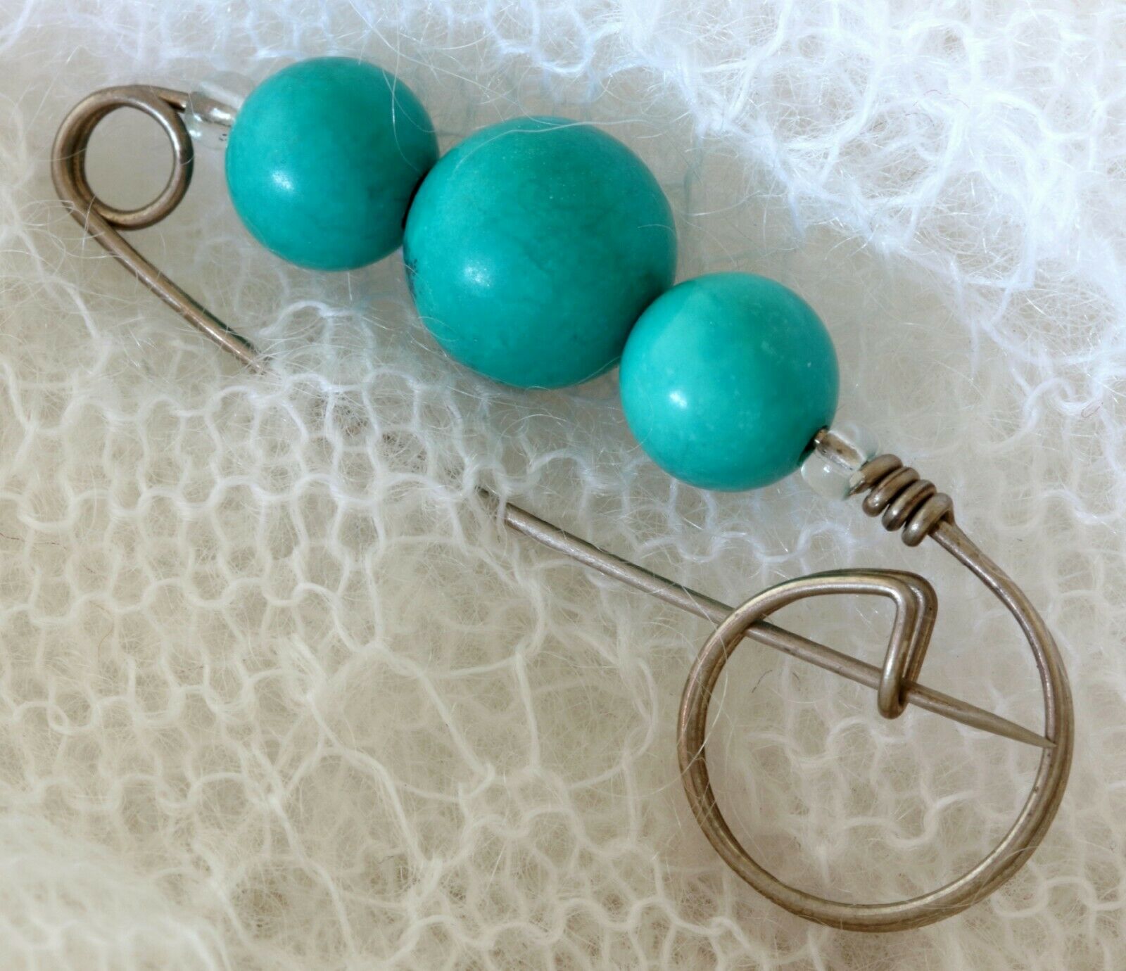 Natural Turquoise Brooch Pin Handmade Reiki Crystal Healing Protective Gemstone