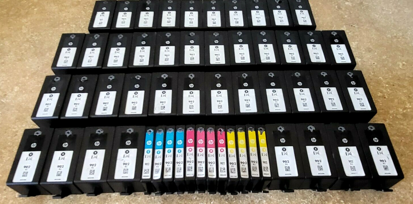 Lot Of 63 Virgin Empty Hp Cartridges -902 And 902xl (51 Black 12 Color)