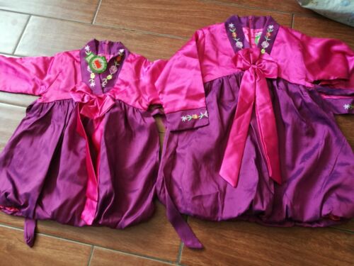 2 New Korean Chinese Hot Pink Purple Traditional Dress Girl 4-5, 7-8