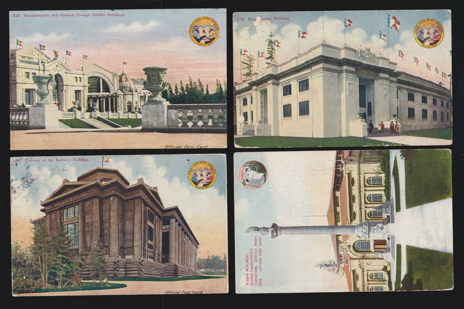 Us 1909 Alaska Yukon Pacific Exposition Souvenir Post Cards Lot Of 4 (ay18)