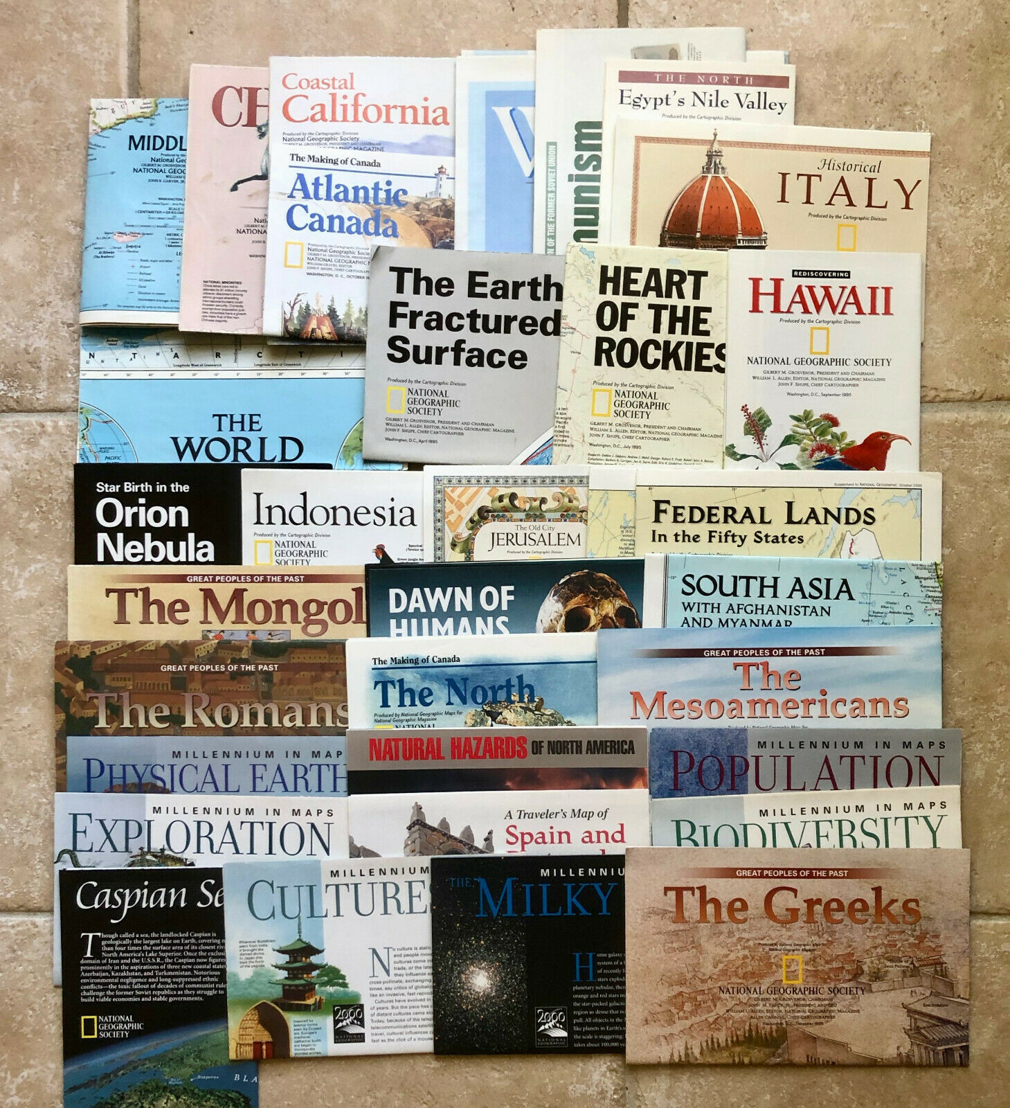 National Geographic Maps & Inserts 1990s Lot Of 33