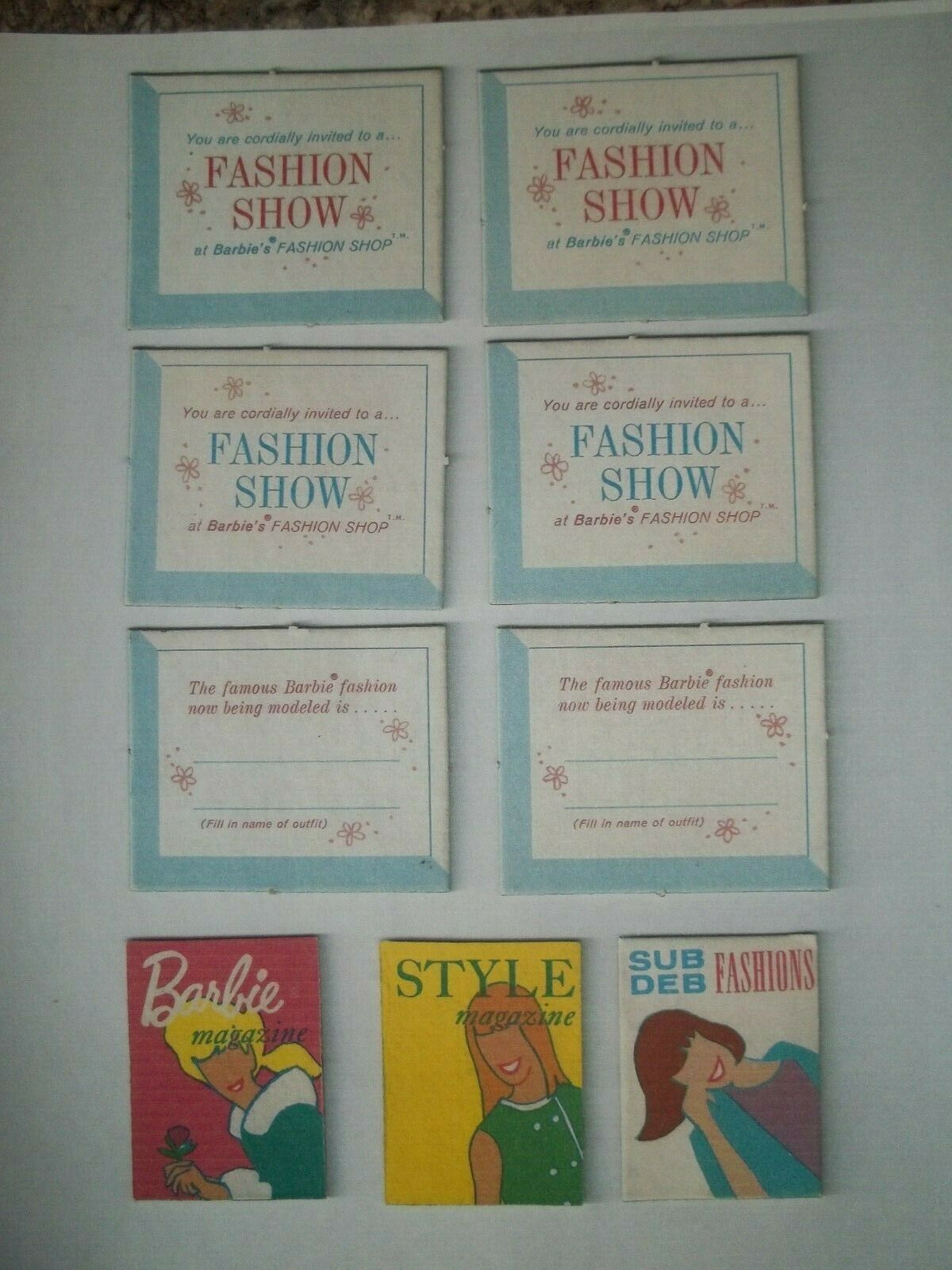Paper Copy Vintage Barbie Fashion Shop Magazines&fashion Show Cards-front Only