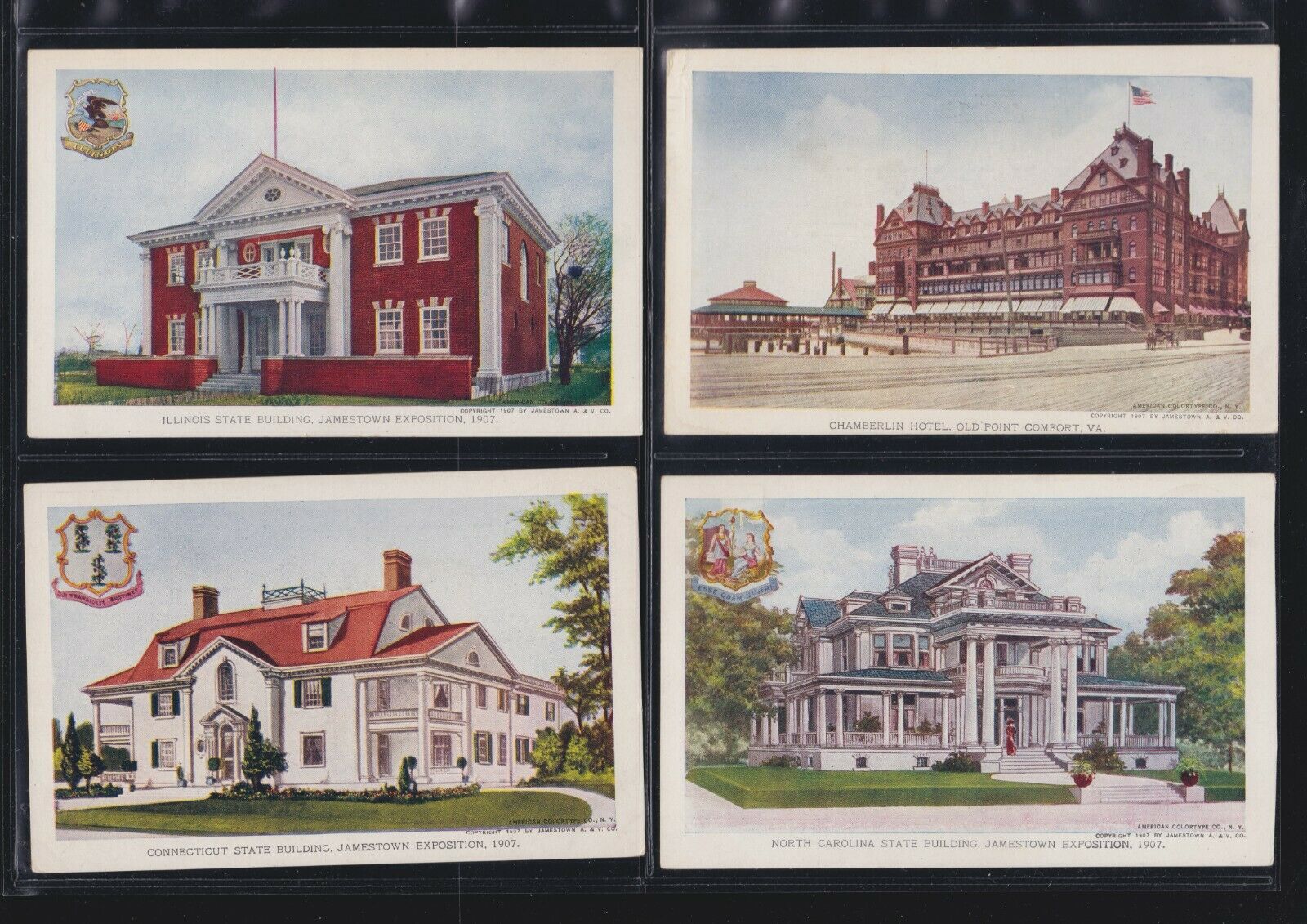 Us 1907 Jamestown Exposition Souvenir Post Cards Lot Of 4 (jtb40)