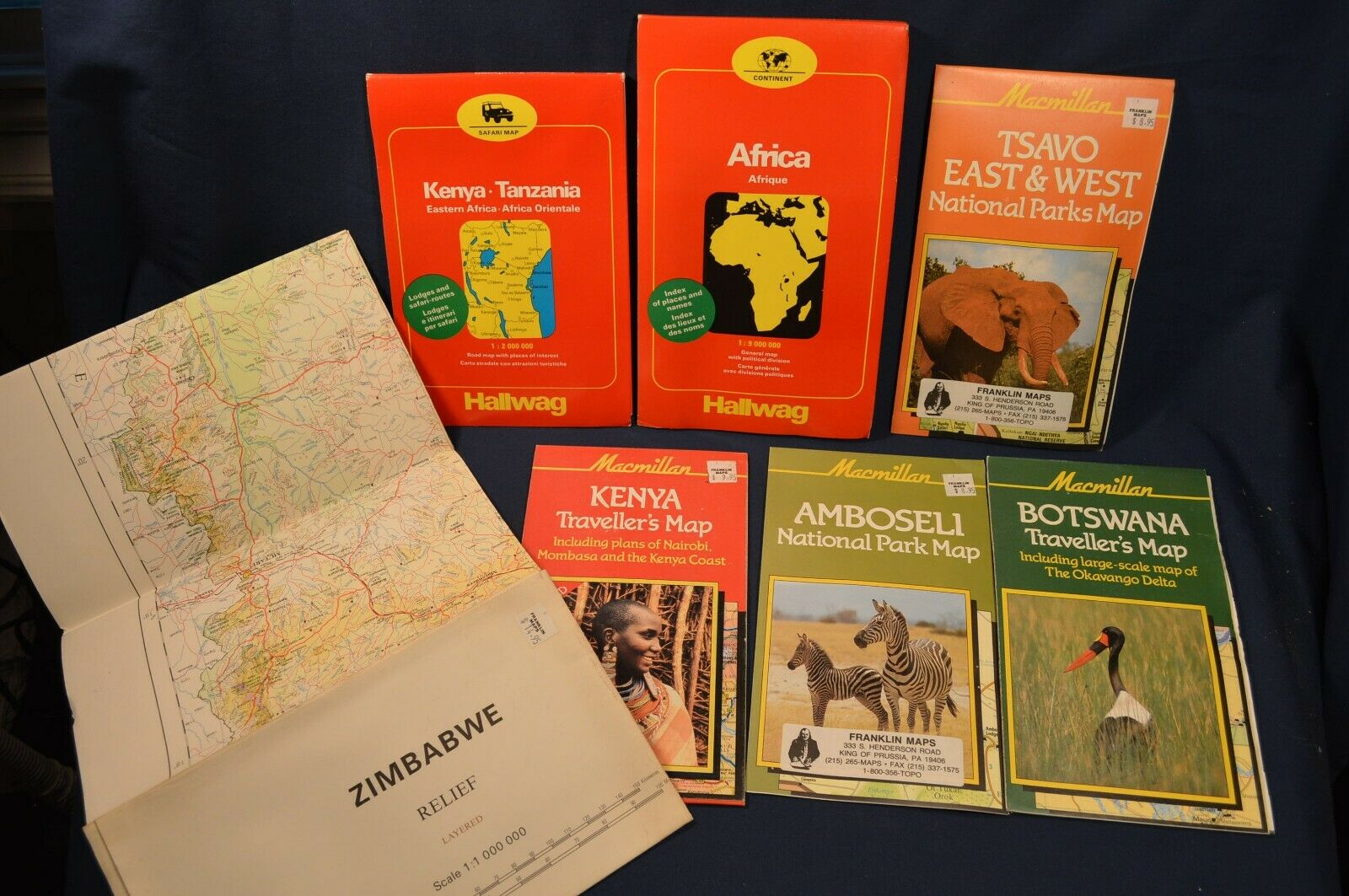 Lot Of Macmillan & Hallwag Africa,zimbabwe,kenya,travelers Map,amboseli,botswana